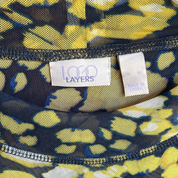 LOGO Layers Printed Long Sleeve Sheer Mesh Mock Neck Top XL - Picture 5 of 5